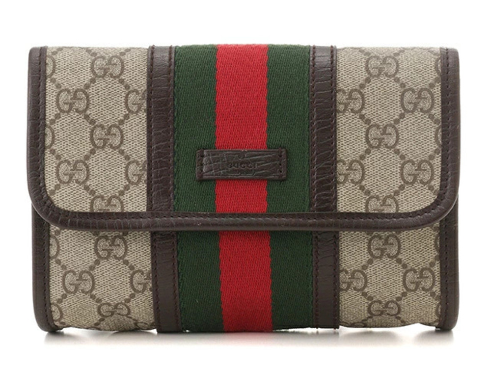 Gucci Waist Belt Crossbody bag canvas embossed Beige Cream red